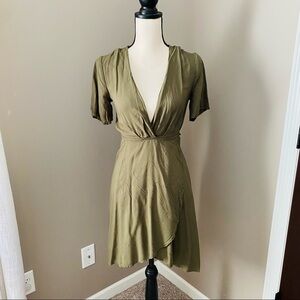 Lush Wrap High Low Mini Dress Green Sz Small